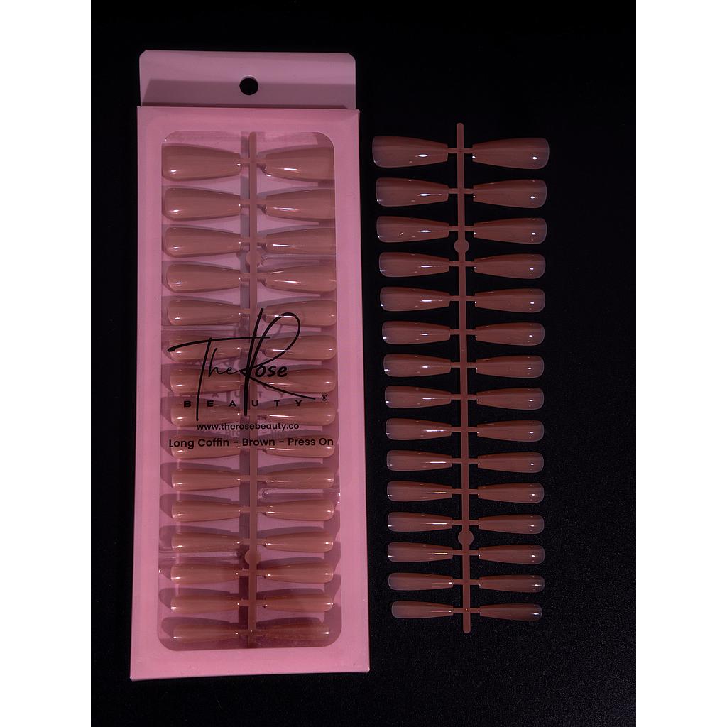 PRESS ON COFFIN LARGA BROWN*150